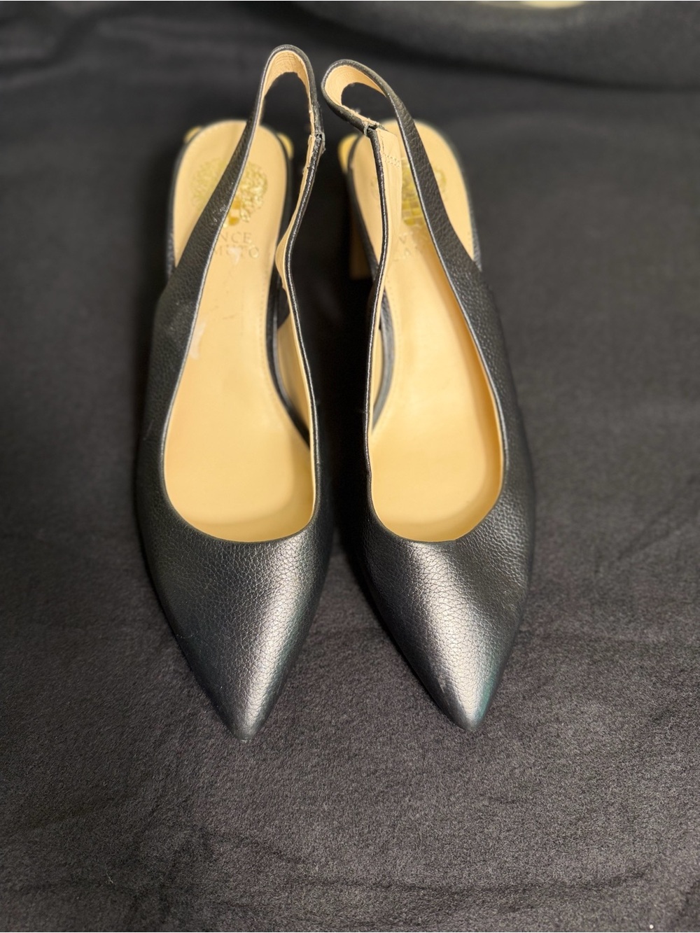 Vince Camuto black pointed toe slingback block heel pumps size 9.5M